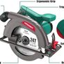 SALE | Circular Saw, 1300W HYCHIKA Electric Saw 4500RPM, High Power Motor, 24T Blade(185mm), Cutting Depth 65mm (90 degree), 45mm (45 degree), Safety Switch, Dust Extraction, for Wood/Plastic Cutting Image 2