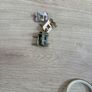Antique brass effect bath towel rail, hand towel ring and glass holder. Image 5