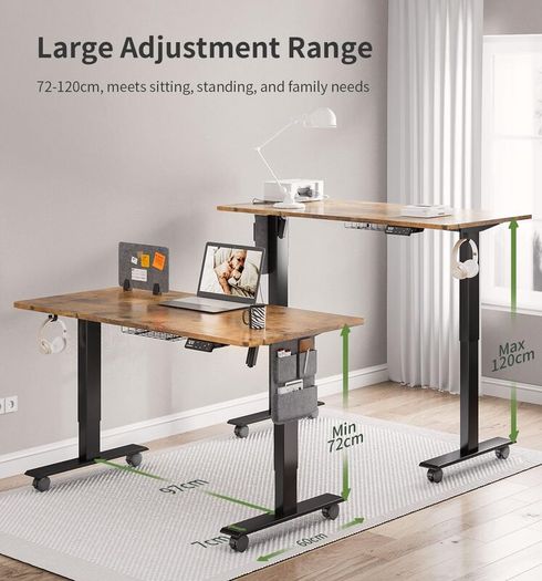 Height Adjustable Standing Desk Electric Sit Stand Up with Cable Tray 120 x 60cm Desktop for Home Office