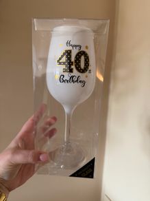 40th Birthday wine glass gift