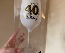 40th Birthday wine glass gift