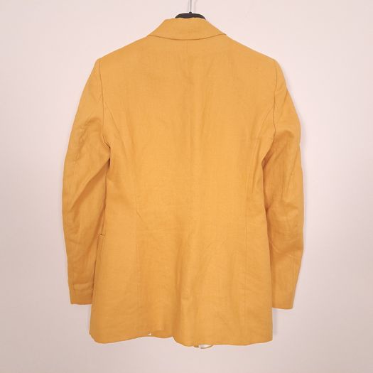 Zara Mustard Yellow Single-Breasted Linen Tailored Blazer Jacket Size S