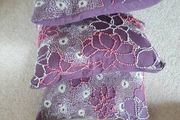 3 embroidered cotton cushion covers, brown