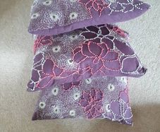 3 embroidered cotton cushion covers, brown