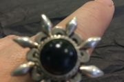 Lovely silver dress ring with black stone