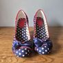 Ruby Shoo Retro Polka Dot Heels with Satin Bows - Size UK 6 / EU 39 Image 3