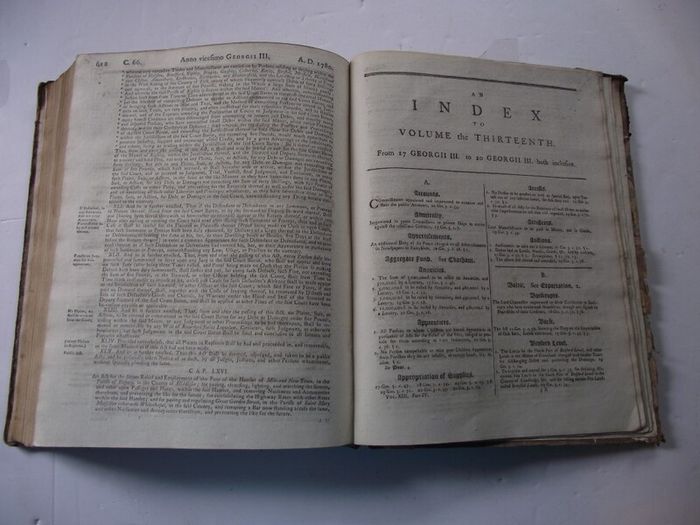 The Statutes at Large - (King George the Third) - by Charles Eyre and William Strahan in London 1780