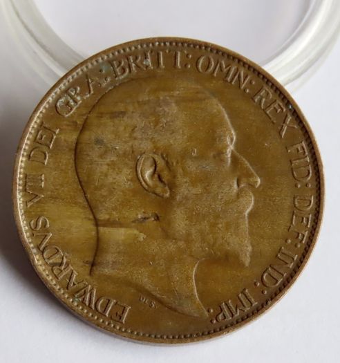 1910 Halfpenny Edward VII bronze coin