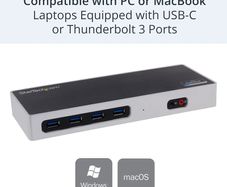 StarTech.com Dual 4K Docking Station - USB C and A (3.0) - Dual Monitor DisplayPort + HDMI Dock for Mac & Windows Laptops (DK30A2DH) , Black, Silver