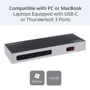 StarTech.com Dual 4K Docking Station - USB C and A (3.0) - Dual Monitor DisplayPort + HDMI Dock for Mac & Windows Laptops (DK30A2DH) , Black, Silver