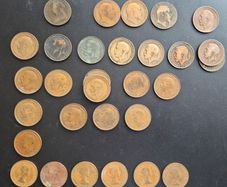 UK one-penny coins 1896 - 1967