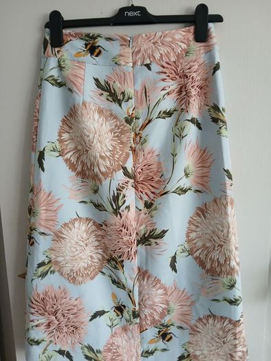 Warehouse light blue pink flower bee print lined skirt