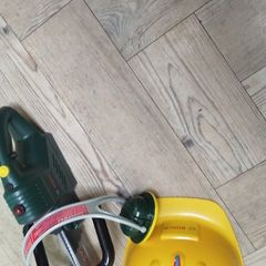 Bosch toy chainsaw and hard hat