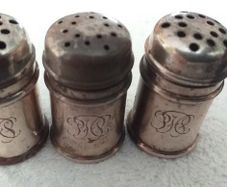 Antique Vintage GORHAM Sterling Silver 3 Mini Salt & Pepper Shakers - 1852. - FULL HALLMARKED