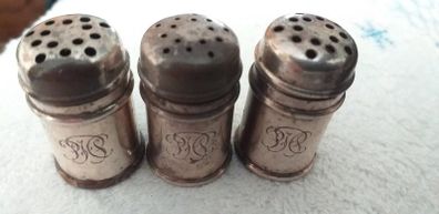 Antique Vintage GORHAM Sterling Silver 3 Mini Salt & Pepper Shakers - 1852. - FULL HALLMARKED