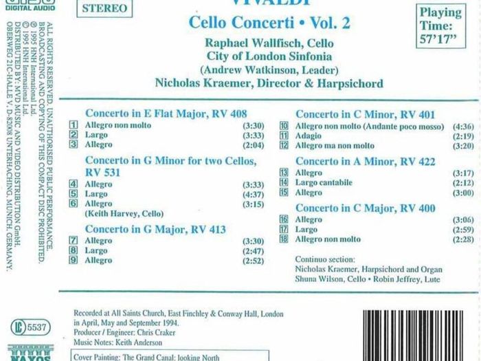 Vivaldo. Cello Concertos. Vol. 2. CD. Free Postage!