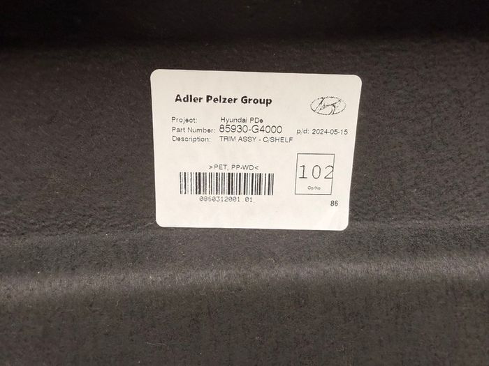 Hyundai i30 Parcel Shelf / Boot Cover