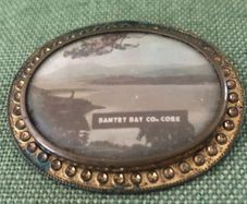 antique brooch framed photo cork