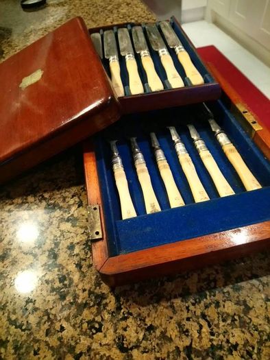 antique fish cutlery set in box
