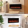 50" Wall Mounted Electric Fireplace, Winslow, Black With 1kW-2kW Heater, 9 Colour LED Flame Effect, Logs & Crystals Included, Touch Screen & Remote Control, TV Safe Media Wall Image 2
