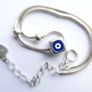 Vintage Sterling Silver 925 Blue Evil Eye Bracelet, length 8,5" -  2,8g Image 10