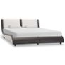 Bed Frame with LED Grey and White Faux Leather 135x190 cm Image 2