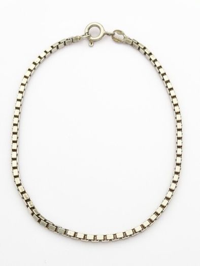 925 Vintage Italian Sterling Silver Box Chain Bracelet