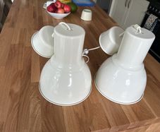 IKEA cream pendant lights with bulbs