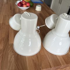 IKEA cream pendant lights with bulbs