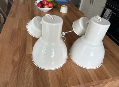 IKEA cream pendant lights with bulbs
