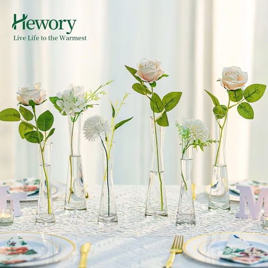 Brand New Hewory Flower Vase Modern Set of 3 Glass Vases,