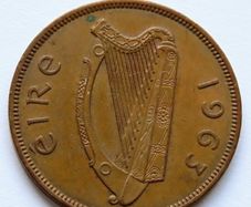 1963 Irish 1d Penny Ireland 63 years old