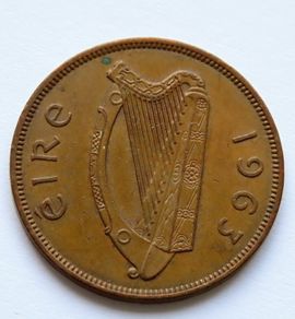 1963 Irish 1d Penny Ireland 63 years old