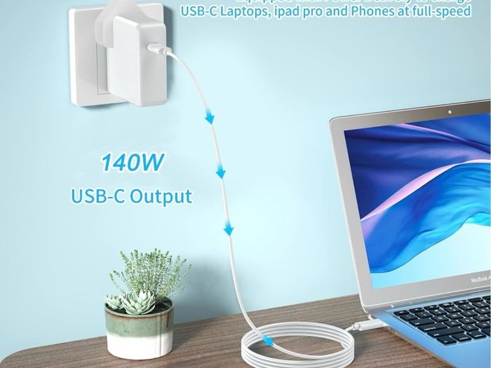 Mac Book Pro charger-140W USB C Super Fast Charger,Compatible with MacBook Pro 16, 15, 14, 13 Inch, MacBook Air 13 Inch, iPad Pro 2022/2021/2020/2019/2018, Included 7.2ft USB C to C Cable