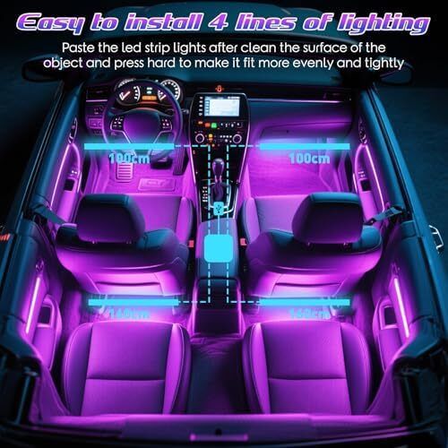 Fathers Day Dad Gifts for Him Husband, LED Interior Lights for Car Accessories for Men Women, USB Port APP Control Auto Stuff Lighting Kits Decoration Atmosphere Strip Lights