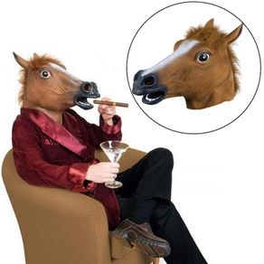 Fancy Dress Halloween Horse Head Mask Latex Animal Cosplay Party Costume
