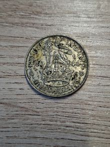 Great Britain UK 1944, One Shilling, George VI, English Crest, Silver Coin - free standard postage