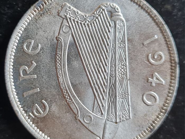 Ireland 1940 Silver Halfcrown, Uncirculated Condition, Full Lustre.