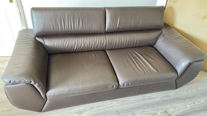 Modern Dark Brown Leather Sofa
