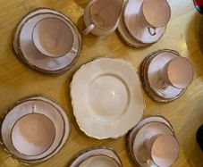 Bone China Vintage Blush  Pink Tea Set