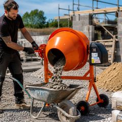 63 Litre Electric Cement Mixer 230V Portable Concrete Mixer with Wheels for Cement, Mortar and Plaster