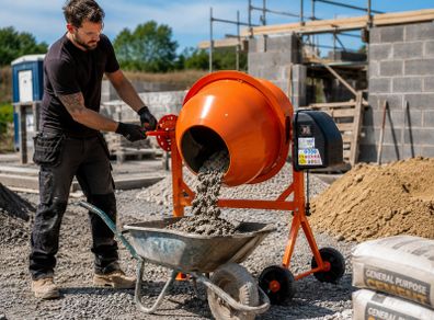 63 Litre Electric Cement Mixer 230V Portable Concrete Mixer with Wheels for Cement, Mortar and Plaster