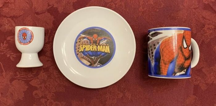 Vintage Spiderman Ceramic Breakfast Set 2002