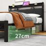 4ft6 Double Size Bed Frame with LED Lights Storage Upholstered Headboard and Charging Station, Solid Metal Platform Bed Double Size, No Box Spring Needed, Noise Free Image 3