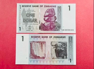 Zimbabwe. 1 Dollar. 2007. VERIFIED UNDER UV LIGHT ( Uncirculated )