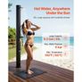 35L Solar Heated Shower, 195cm Showerhead Height Outdoor Shower, with Floor Kit & Foot Faucet, Hot & Cold Water Adjustment, Freestanding for Backyard Image 3