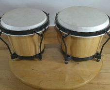 Street life Music Bongo Drum Set Tunable Wood Percussion 6" & 7" Natural Hide