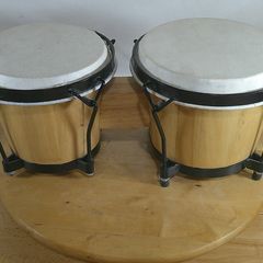 Street life Music Bongo Drum Set Tunable Wood Percussion 6" & 7" Natural Hide