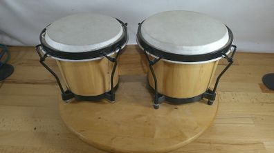 Street life Music Bongo Drum Set Tunable Wood Percussion 6" & 7" Natural Hide