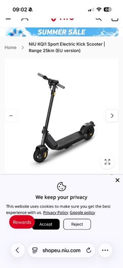NIU KQi1 Sport Electric Kick Scooter | Range 25km (EU version)